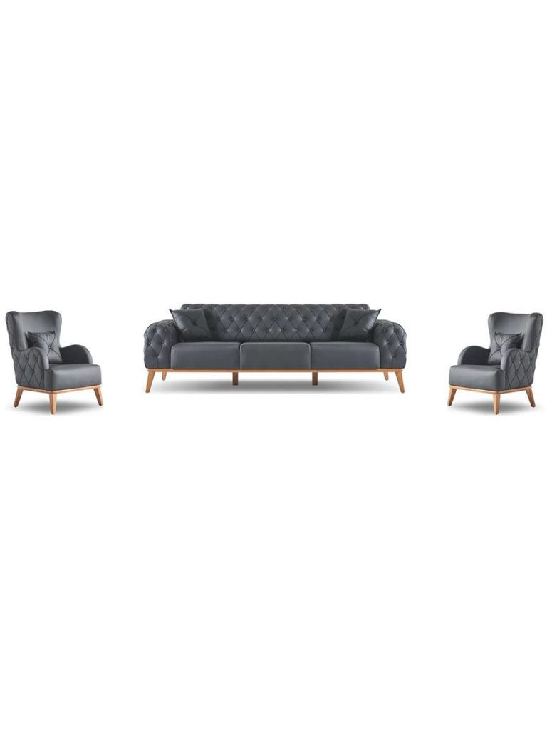 Deri Kaplama Üçlü Ofis Kanepesi