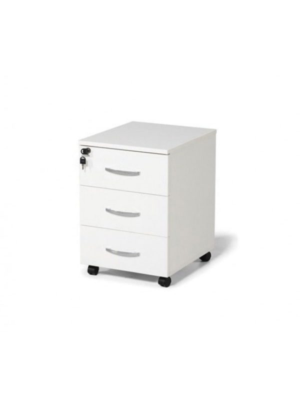 Üç Çekmeceli Kilitli Beyaz Keson