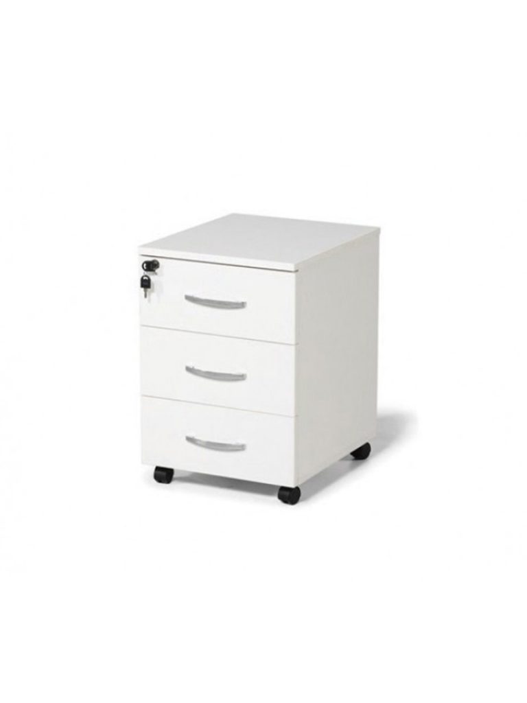 Üç Çekmeceli Kilitli Beyaz Keson