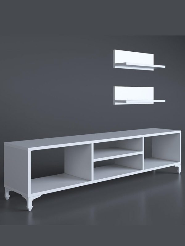 Beyaz Raflı TV Ünitesi