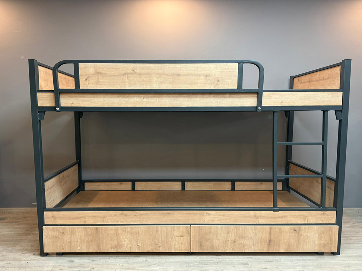 İki katlı çekmeceli metal ranza