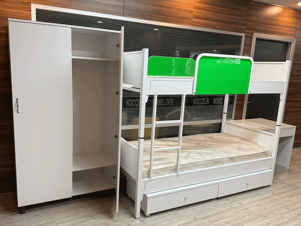 Çekmeceli İki Katlı Demir Ranza